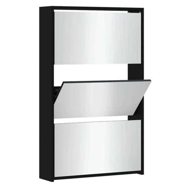 vidaXL Kenkäkaappi peilillä 3-kerroksinen musta 63x17x102,5 cm