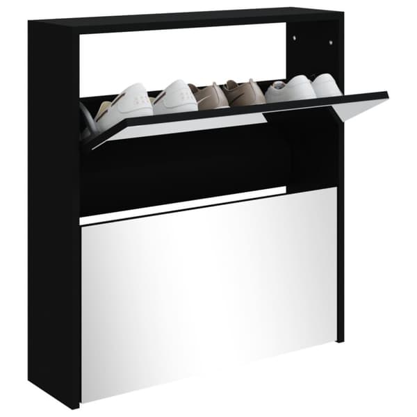 vidaXL Kenkäkaappi peilillä 2-kerroksinen musta 63x17x67 cm