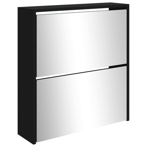 vidaXL Kenkäkaappi peilillä 2-kerroksinen musta 63x17x67 cm
