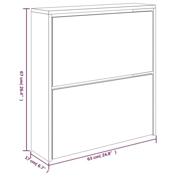 vidaXL Kenkäkaappi peilillä 2-kerroksinen musta 63x17x67 cm
