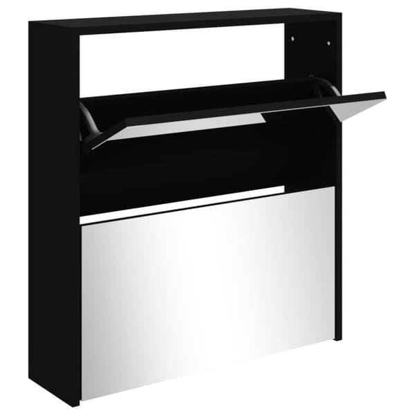 vidaXL Kenkäkaappi peilillä 2-kerroksinen musta 63x17x67 cm