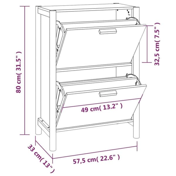 vidaXL skoreol 57,5x33x80 cm konstrueret træ sort