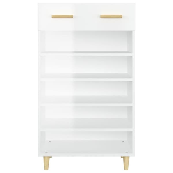 vidaXL Skoskåp vit högglans 60x35x105 cm konstruerat trä