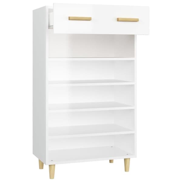 vidaXL Skoskåp vit högglans 60x35x105 cm konstruerat trä