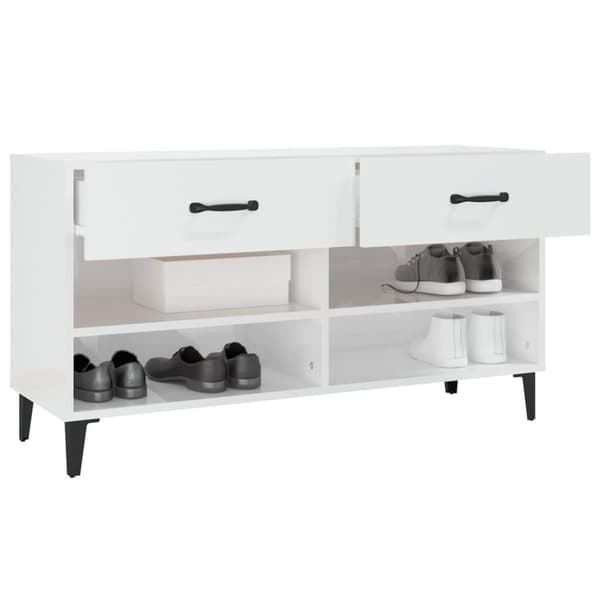 vidaXL Skoskap høyglans hvit 102x35x55 cm konstruert tre