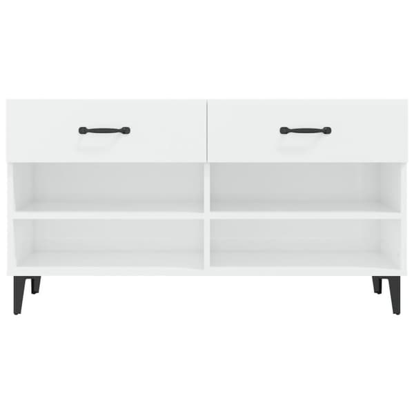 vidaXL Skoskap høyglans hvit 102x35x55 cm konstruert tre