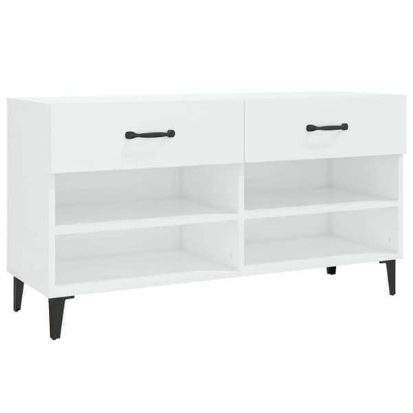 vidaXL Skoskap høyglans hvit 102x35x55 cm konstruert tre