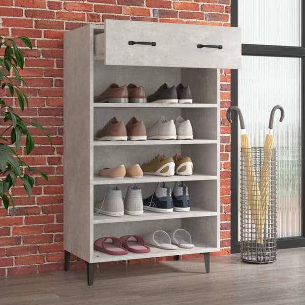 vidaXL Skoskap betonggrå 60x35x105 cm konstruert tre