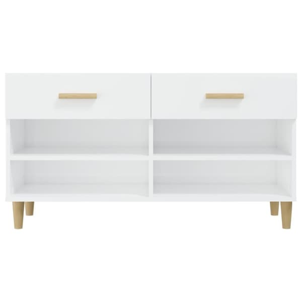 vidaXL Skoskap høyglans hvit 102x35x55 cm konstruert tre