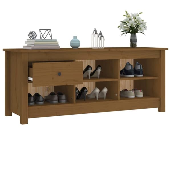 vidaXL Skoskap honningbrun 110x38x45,5 cm heltre furu