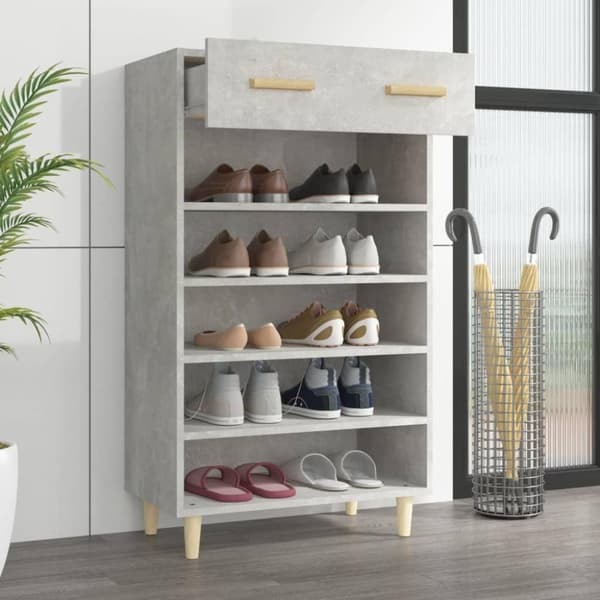 vidaXL Kenkäkaappi betoninharmaa 60x35x105 cm tekninen puu