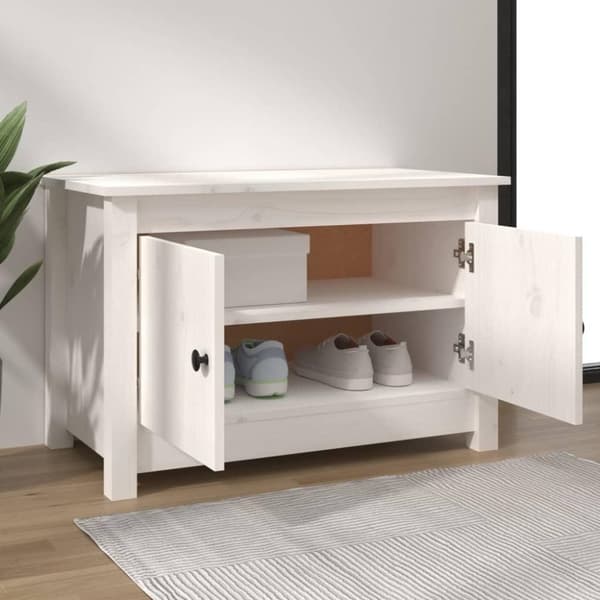vidaXL Kenkäkaappi valkoinen 70x38x45,5 cm täysi mänty