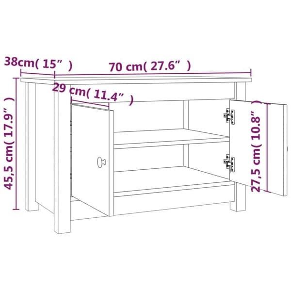 vidaXL Kenkäkaappi valkoinen 70x38x45,5 cm täysi mänty