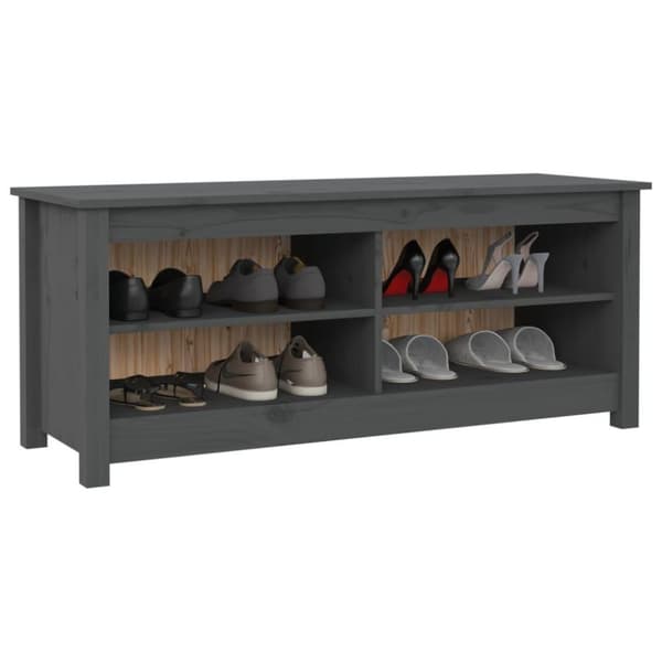 vidaXL skobænk 110x38x45,5 cm massivt fyrretræ grå
