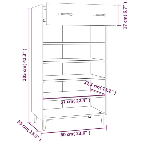 vidaXL skoreol 60x35x105 cm konstrueret træ hvid