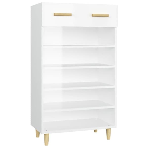 vidaXL skoreol 60x35x105 cm konstrueret træ hvid højglans
