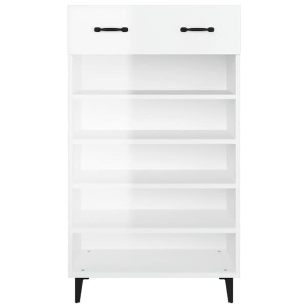 vidaXL Kenkäkaappi korkeakiilto valkoinen 60x35x105 cm tekninen puu