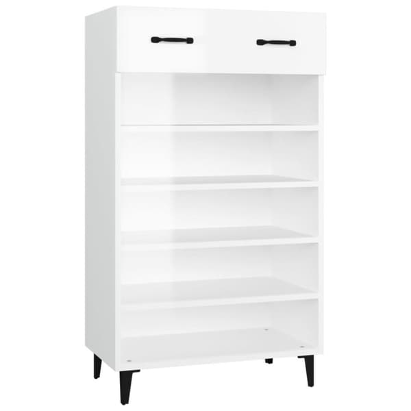 vidaXL Kenkäkaappi korkeakiilto valkoinen 60x35x105 cm tekninen puu