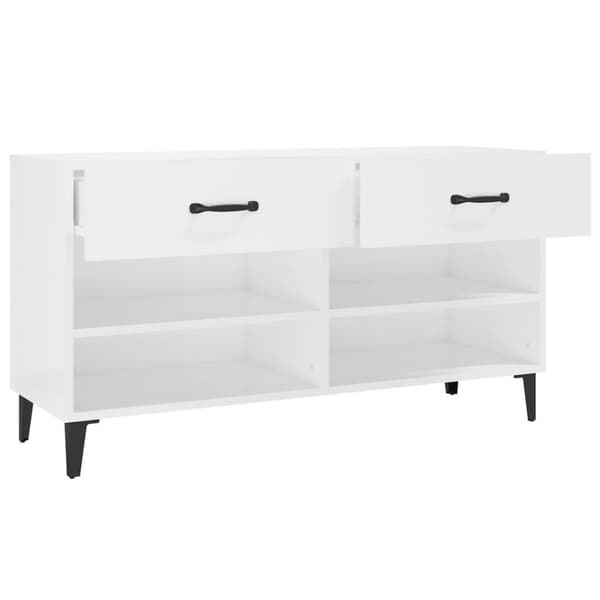vidaXL Kenkäkaappi korkeakiilto valkoinen 102x35x55 cm tekninen puu