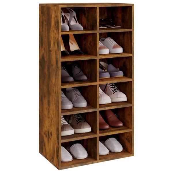 vidaXL Skohylla rökfärgad ek 54x34x100,5 cm konstruerat trä