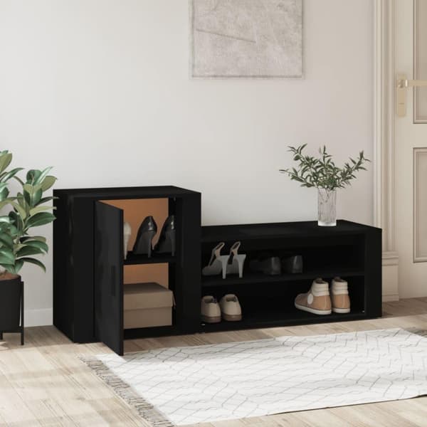 vidaXL Skoskap svart 130x35x54 cm konstruert tre