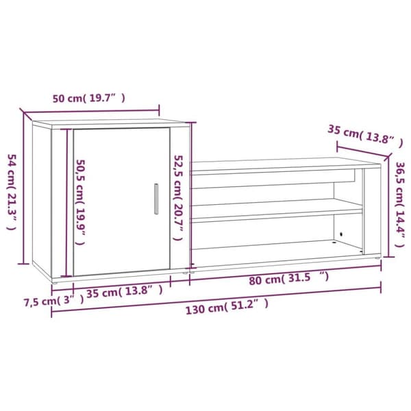vidaXL Skoskap svart 130x35x54 cm konstruert tre