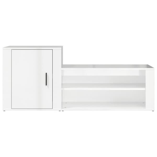 vidaXL Skoskap høyglans hvit 130x35x54 cm konstruert tre