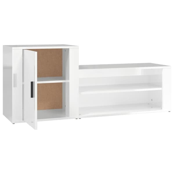 vidaXL Skoskap høyglans hvit 130x35x54 cm konstruert tre