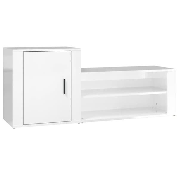 vidaXL Skoskap høyglans hvit 130x35x54 cm konstruert tre