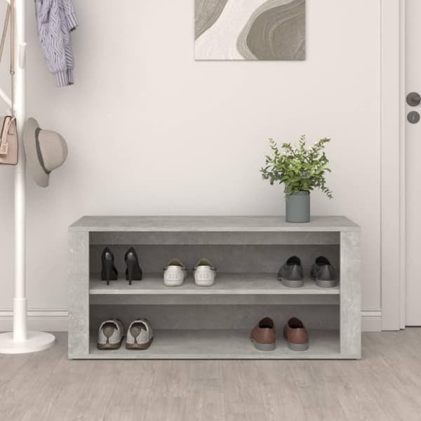 vidaXL Skohylle betonggrå 100x35x45 cm konstruert tre
