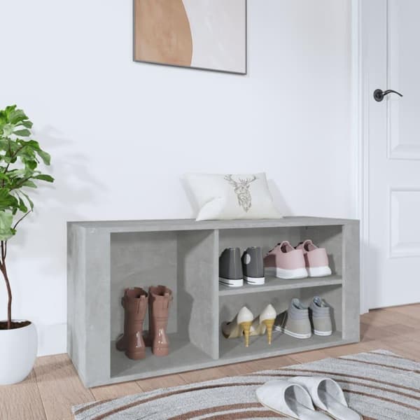 vidaXL Skoskap betonggrå 100x35x45 cm konstruert tre