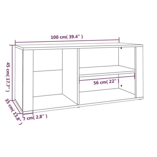 vidaXL Skoskap brun eik 100x35x45 cm konstruert tre