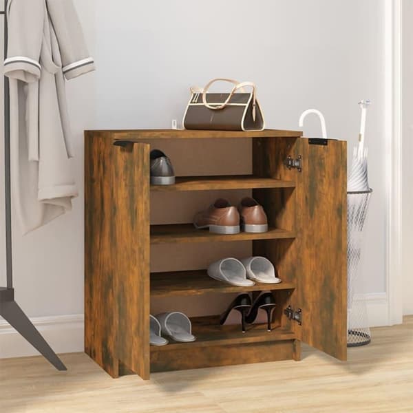 vidaXL skoskab 59x35x70 cm konstrueret træ røget egetræsfarve