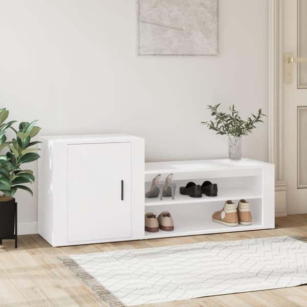 vidaXL Kenkäkaappi valkoinen 130x35x54 cm tekninen puu