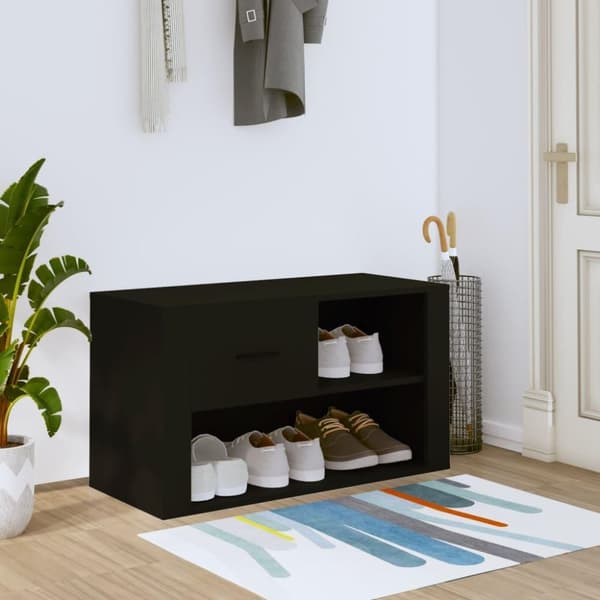 vidaXL Kenkäkaappi musta 80x35x45 cm tekninen puu