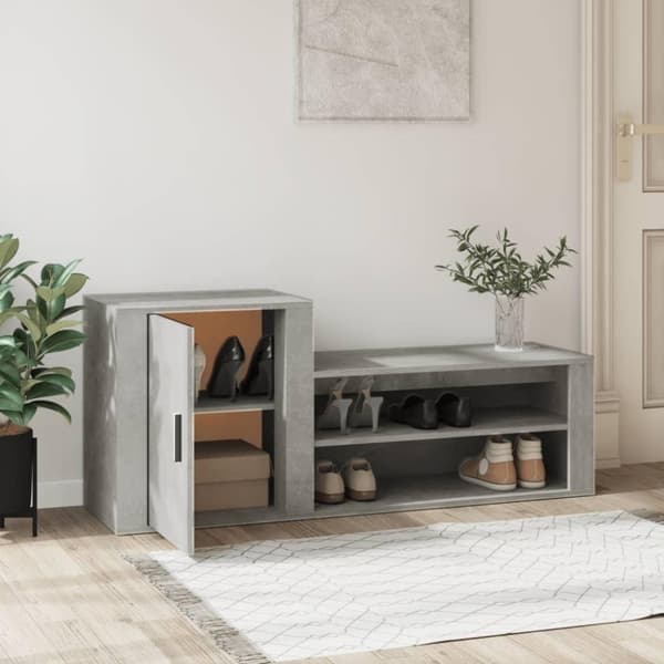 vidaXL Kenkäkaappi betoninharmaa 130x35x54 cm tekninen puu