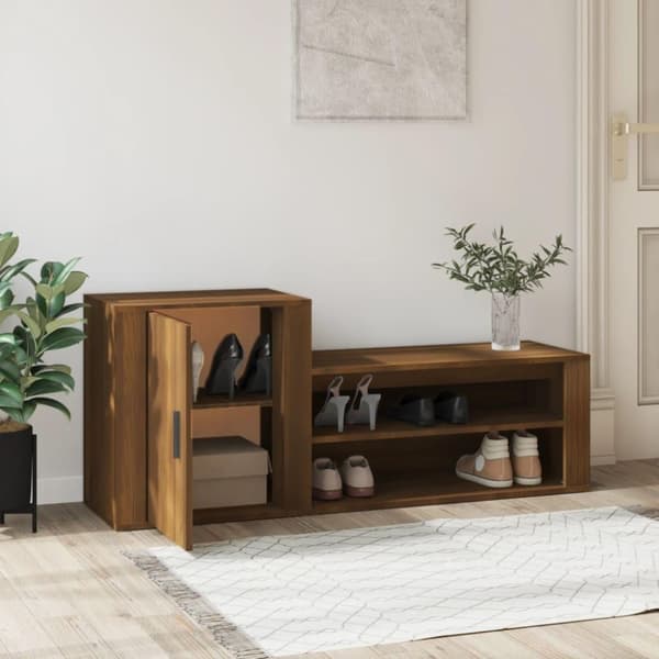 vidaXL Kenkäkaappi ruskea tammi 130x35x54 cm tekninen puu