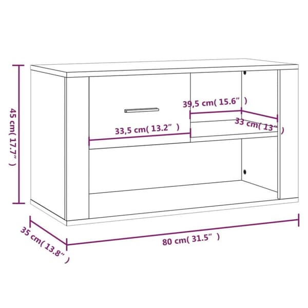 vidaXL skoreol 80x35x45 cm konstrueret træ betongrå