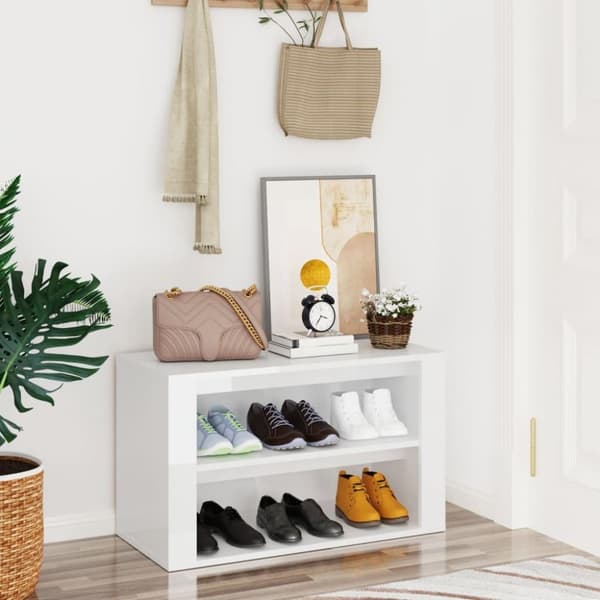 vidaXL skoreol 75x35x45 cm konstrueret træ hvid højglans