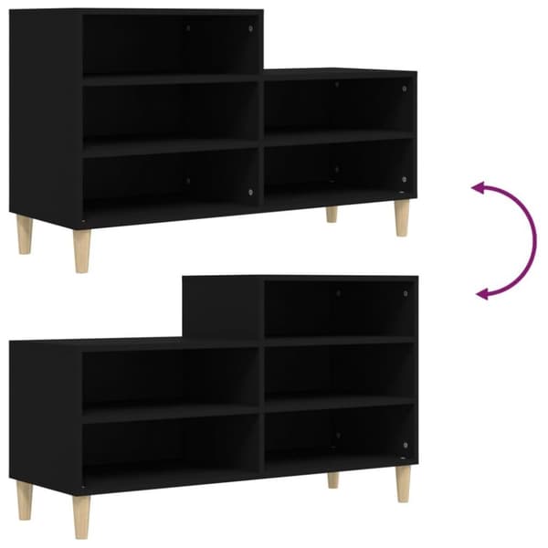 vidaXL Skoskap svart 102x36x60 cm konstruert tre