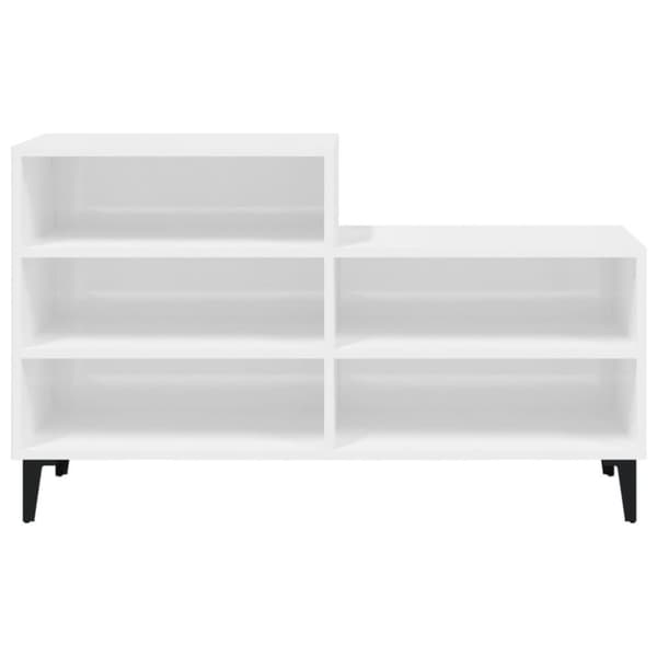 vidaXL Skoskap høyglans hvit 102x36x60 cm konstruert tre
