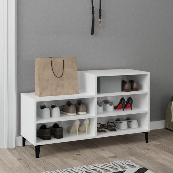 vidaXL Skoskap høyglans hvit 102x36x60 cm konstruert tre