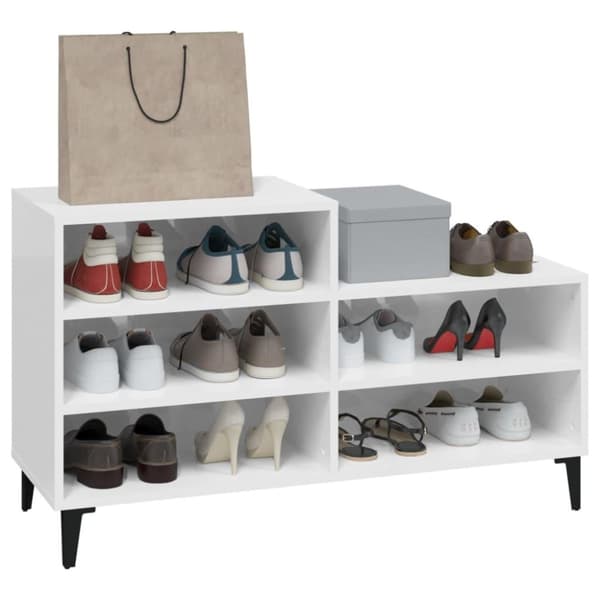 vidaXL Skoskap høyglans hvit 102x36x60 cm konstruert tre