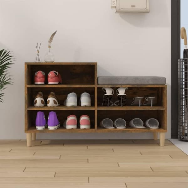 vidaXL Skoskap røkt eik 102x36x60 cm konstruert tre