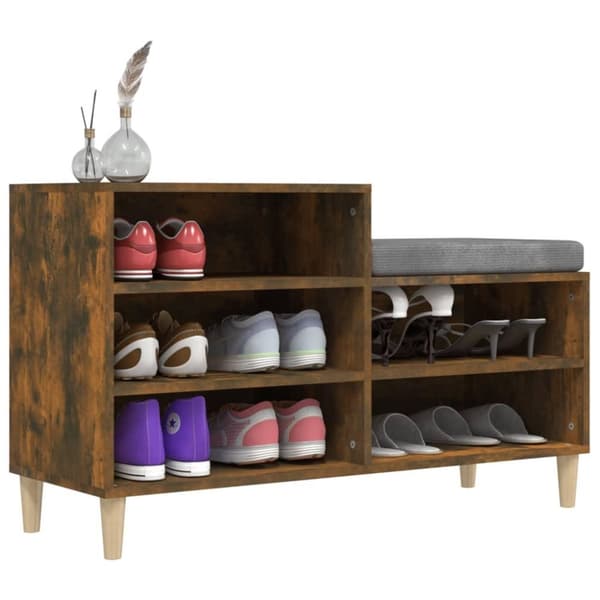 vidaXL Skoskap røkt eik 102x36x60 cm konstruert tre