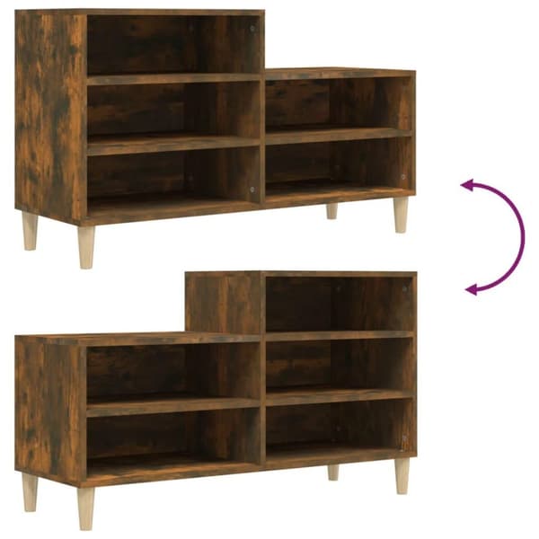 vidaXL Skoskap røkt eik 102x36x60 cm konstruert tre