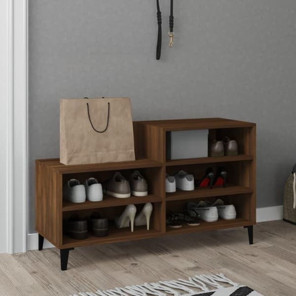 vidaXL Skoskåp brun ek 102x36x60 cm konstruerat trä