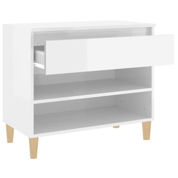 vidaXL Skoskap høyglans hvit 70x36x60cm konstruert tre