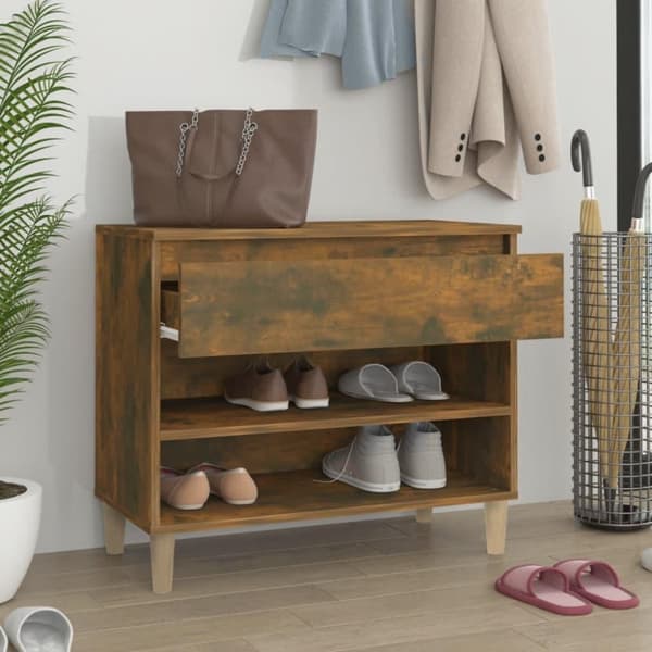 vidaXL Skoställ rökfärgad ek 70x36x60 cm konstruerat trä
