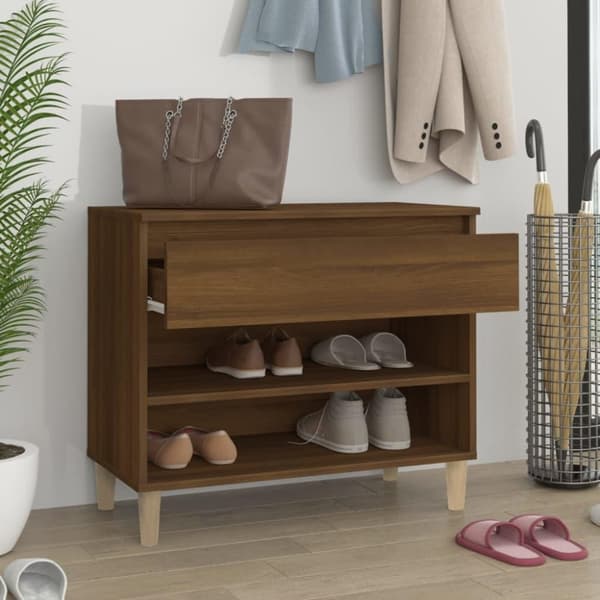 vidaXL Skoskap brun eik 70x36x60 cm konstruert tre
